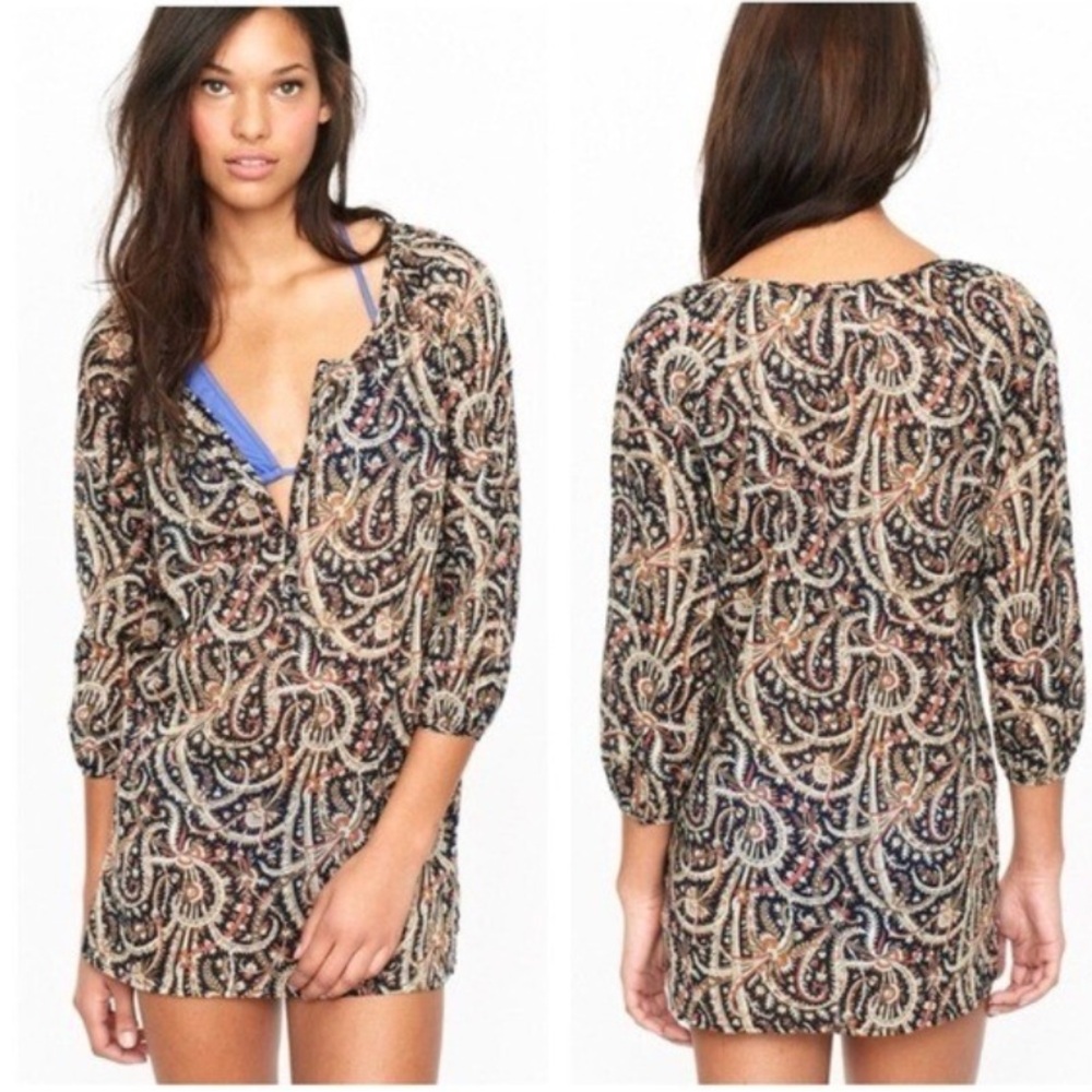 J. Crew 100% Cotton Paisley Swim Cover Up 3/4 Sleeve Size XLarge - Picture 11 of 11